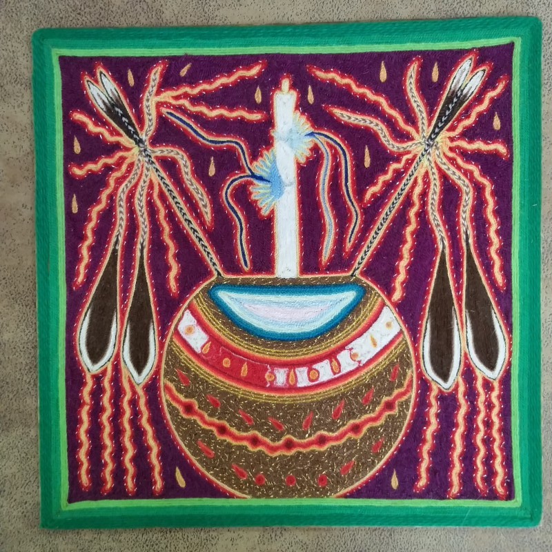Huichol Indian Yarn Painting - 12" x 12"
