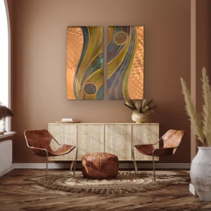 Diptych copper art