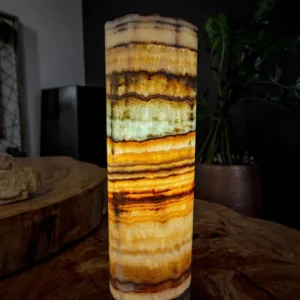 Aqua Onyx Cylinder Table Lamp