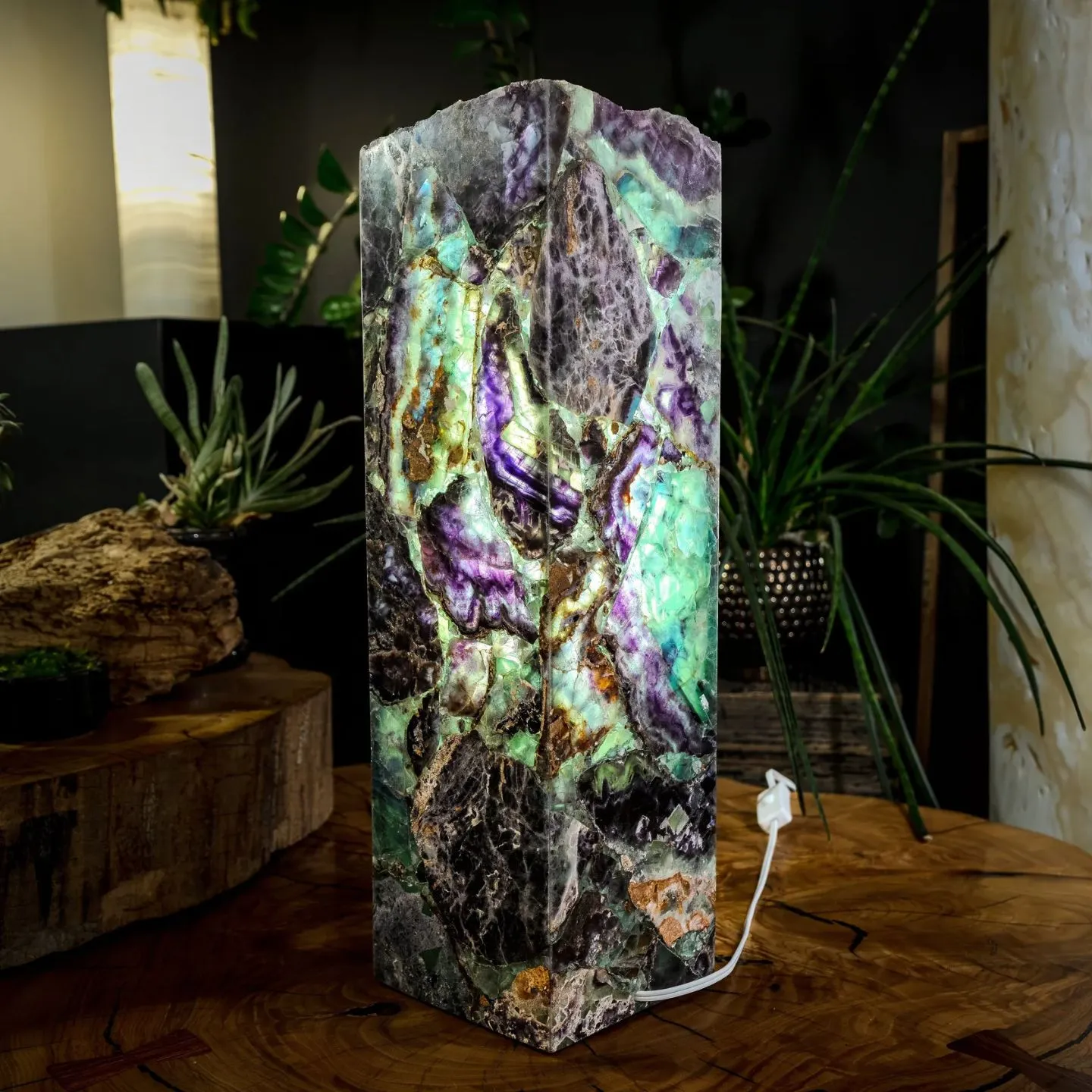 Fluorite Crystal Table Lamp