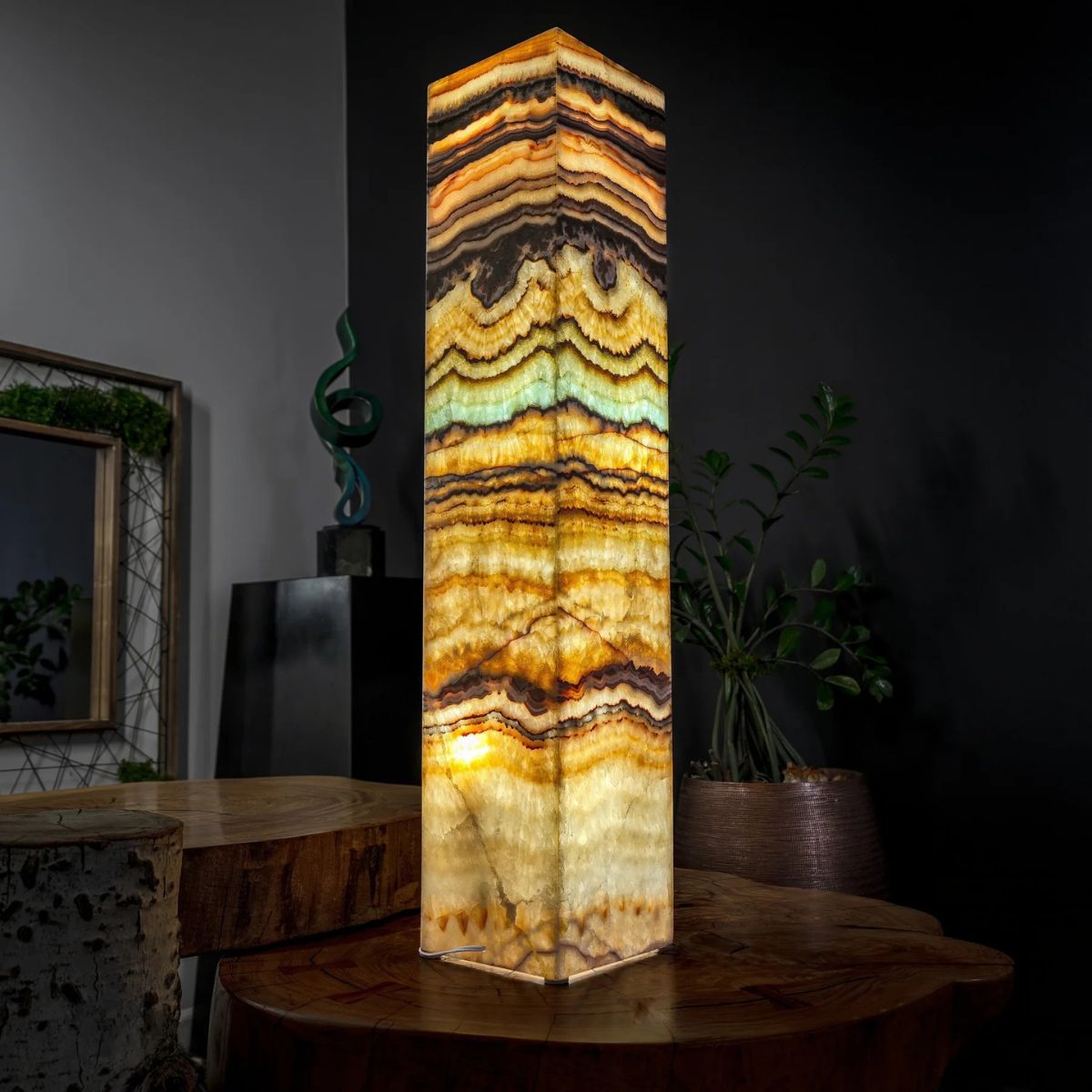 Aqua Onyx Crystal Floor Lamp