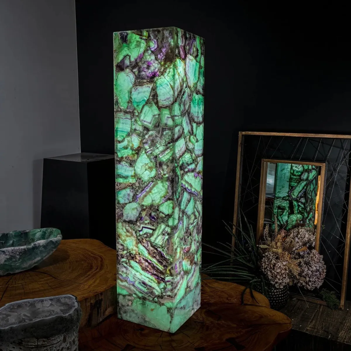 Fluorite Crystal Floor Lamp #1 (Green Apple)-1