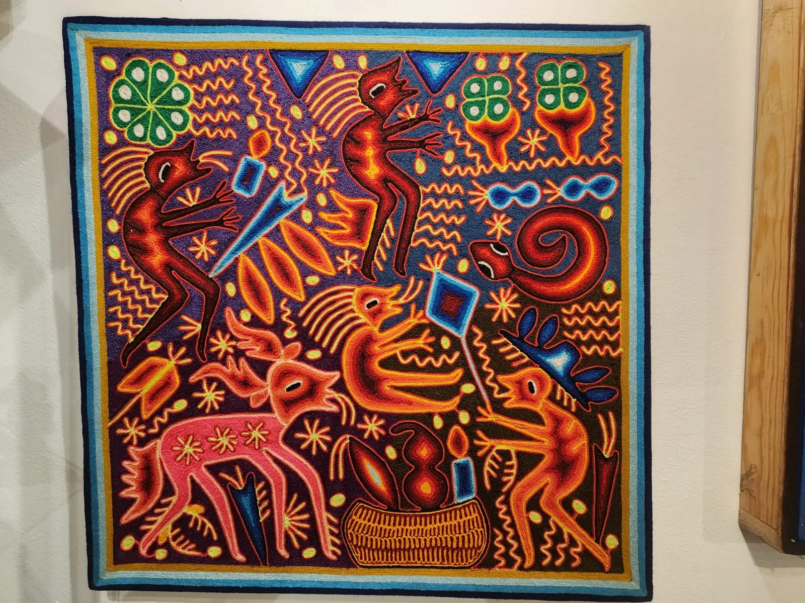 Huichol Yarn Painting - 24inchx24inch-4-1