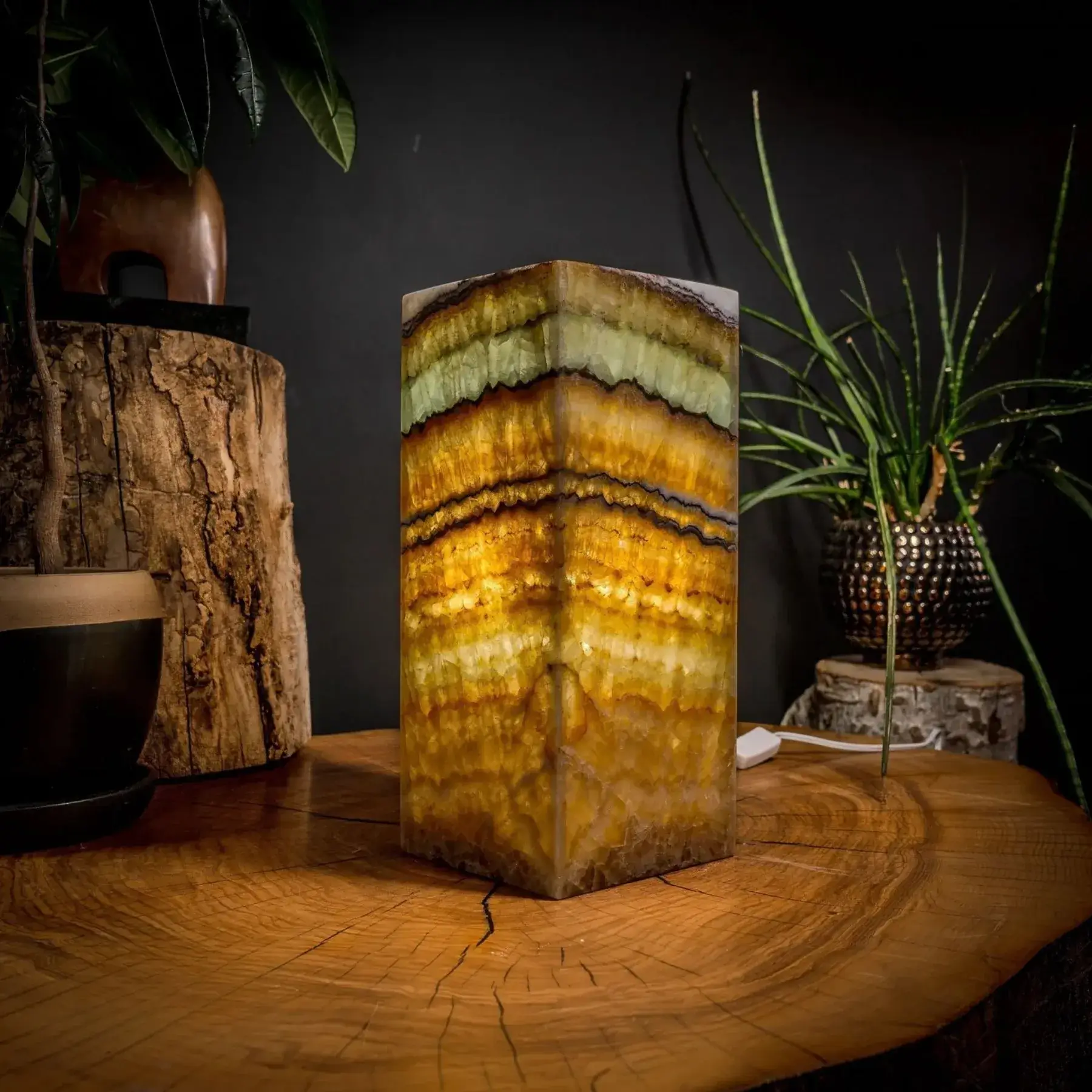 Aqua Onyx Lamp (Small Square Table Lamp #41)