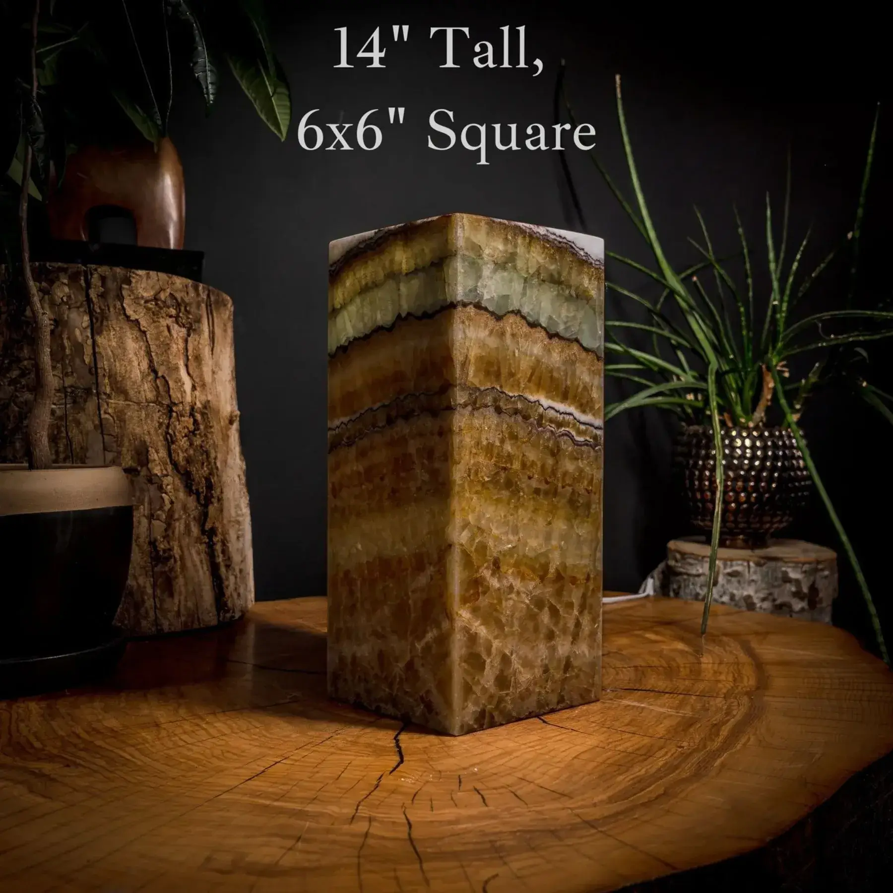 Aqua Onyx Lamp (Small Square Table Lamp #41)