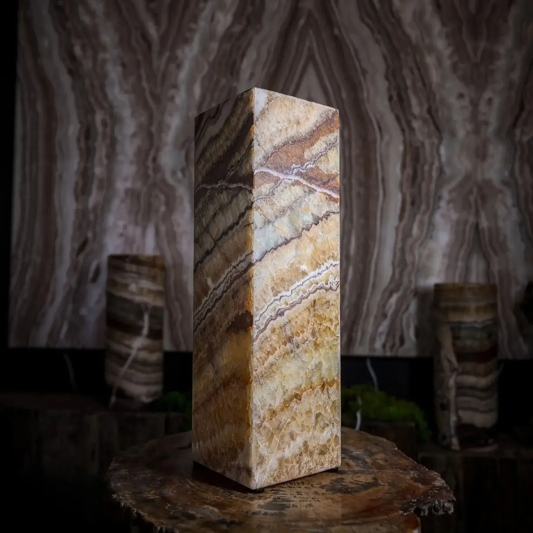 Aqua Onyx Lamp (Small Square Table Lamp #56)