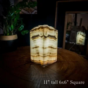 Ashen Glow Onyx Lamp Small Square Table Lamp
