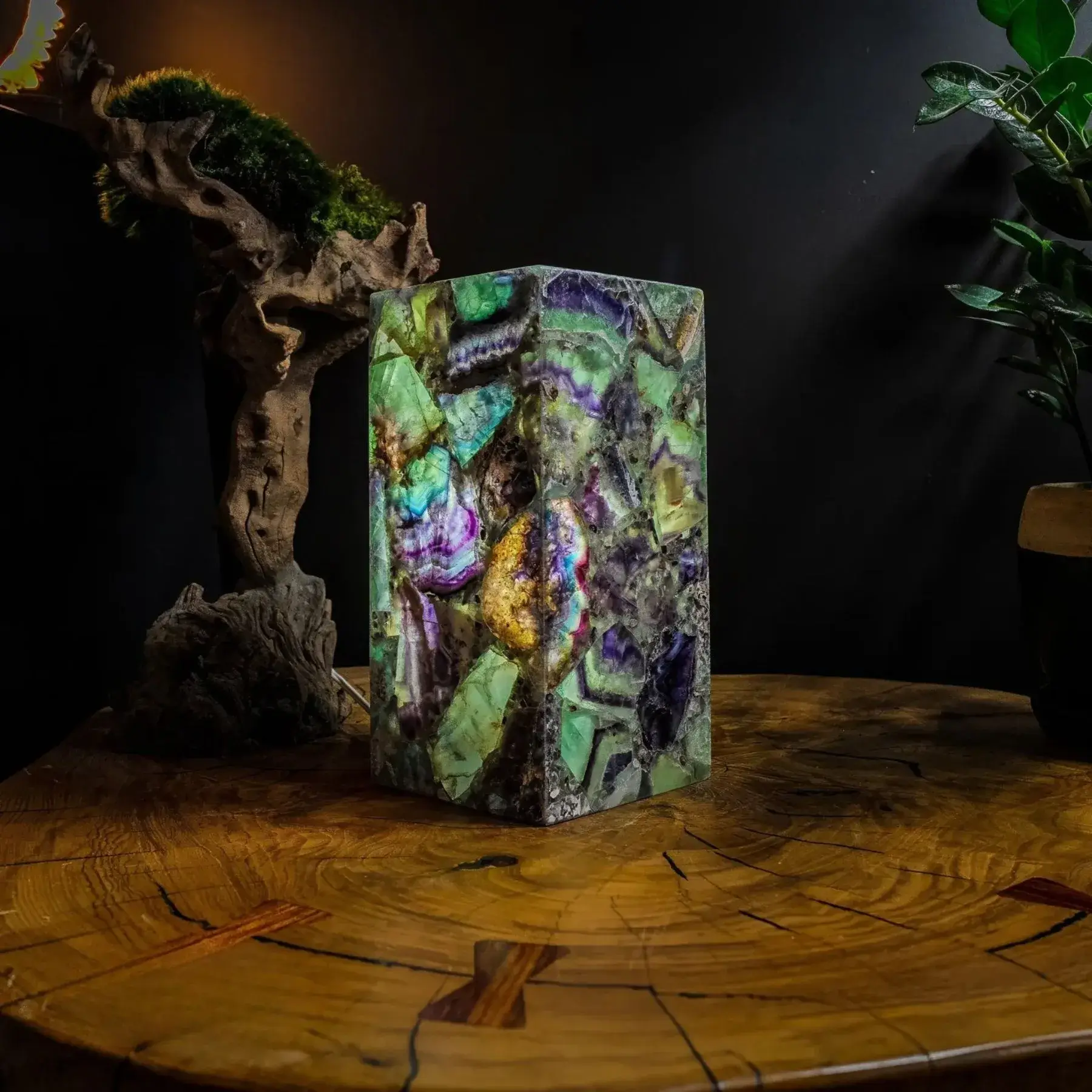 Fluorite Crystal Table Lamp #10 (Miniature Size)-3 Fluorite Crystal Table Lamp Miniature Size