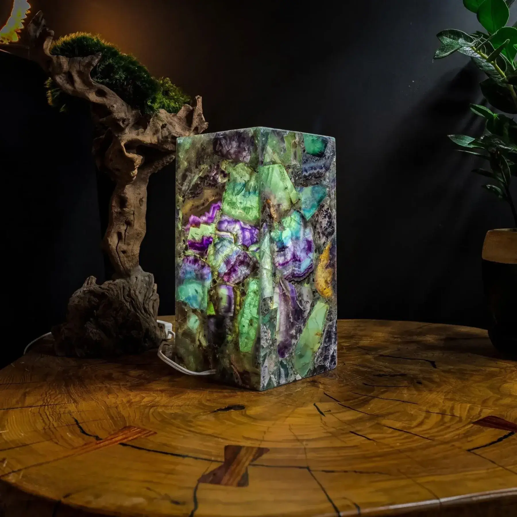 Fluorite Crystal Table Lamp #10 (Miniature Size)-4 Fluorite Crystal Table Lamp Miniature Size