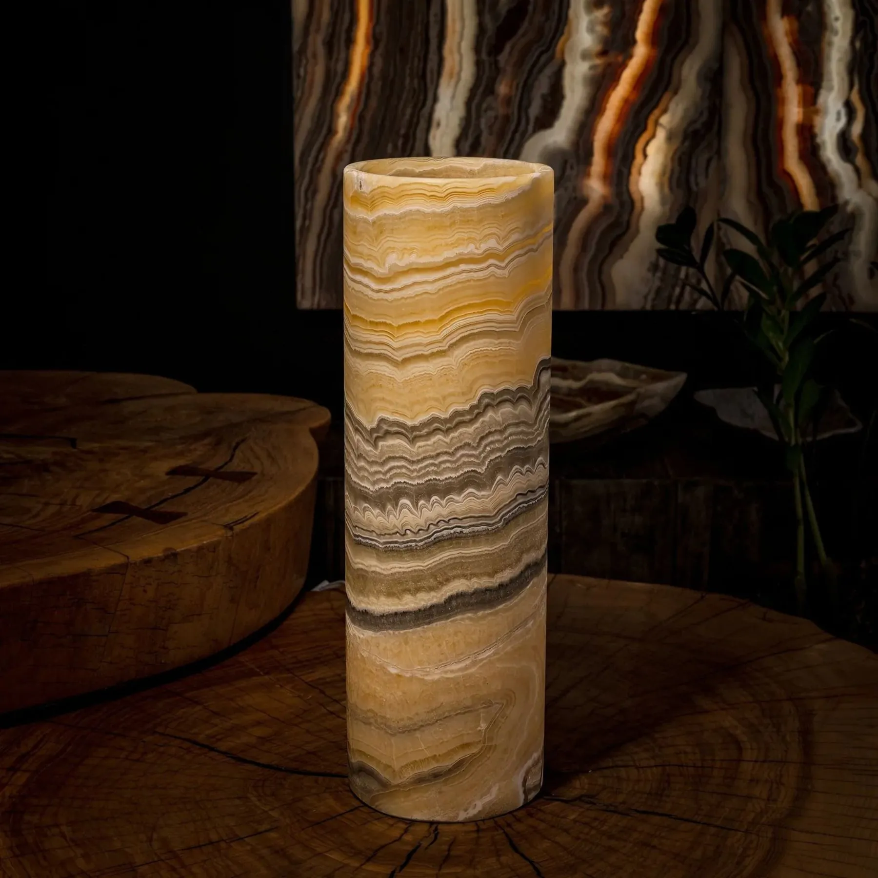 Honeycomb Onyx Table Lamp (Cylinder #8)