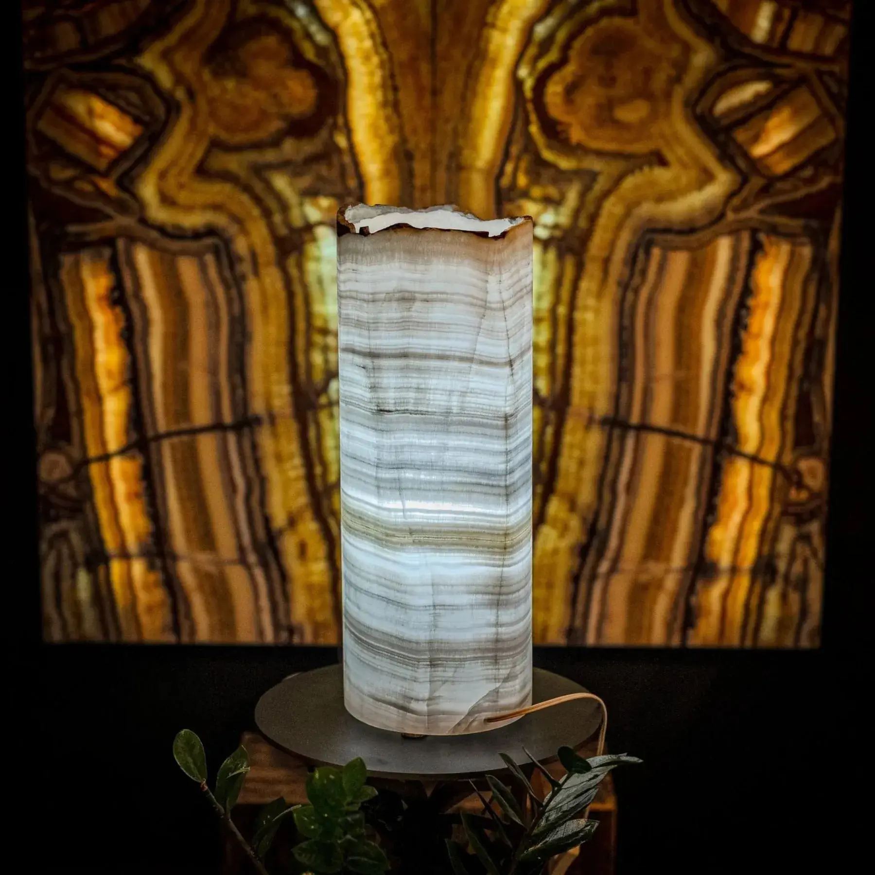 Ice Onyx Table Lamp (Live Edge #3)