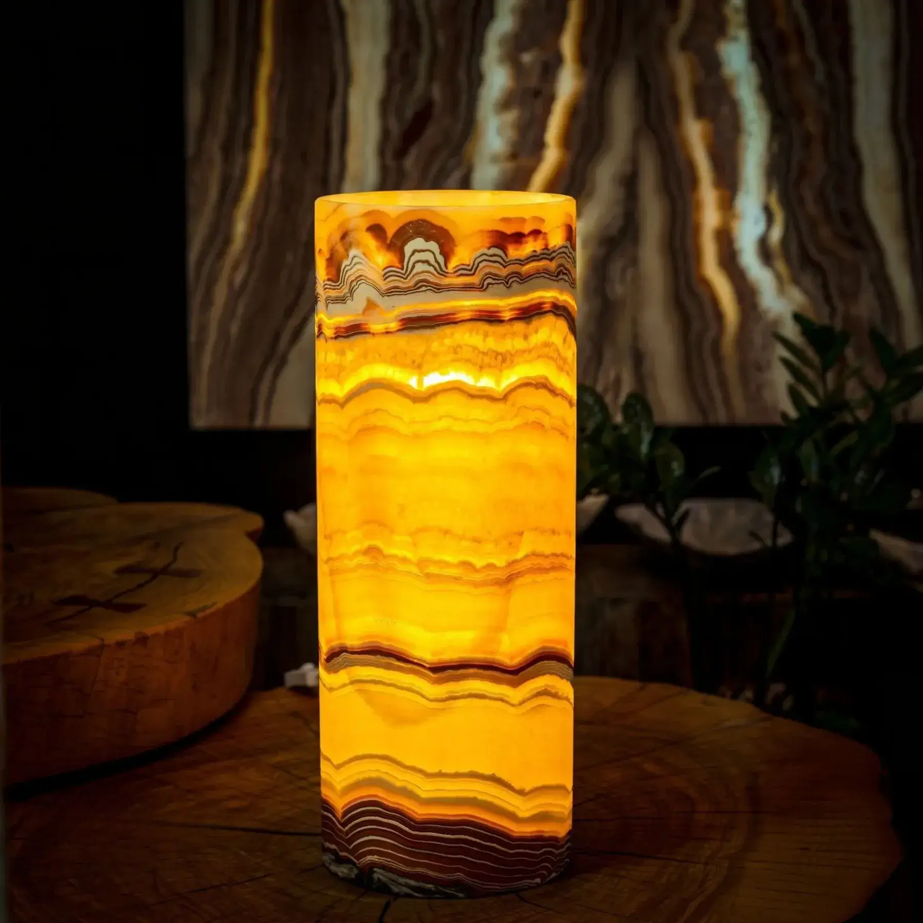 Miami Sunset Onyx Lamp (Cylinder Table Lamp #5)