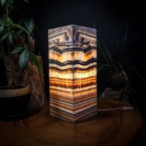 Tangerine Sierra Onyx Lamp Medium Square Table Lamp