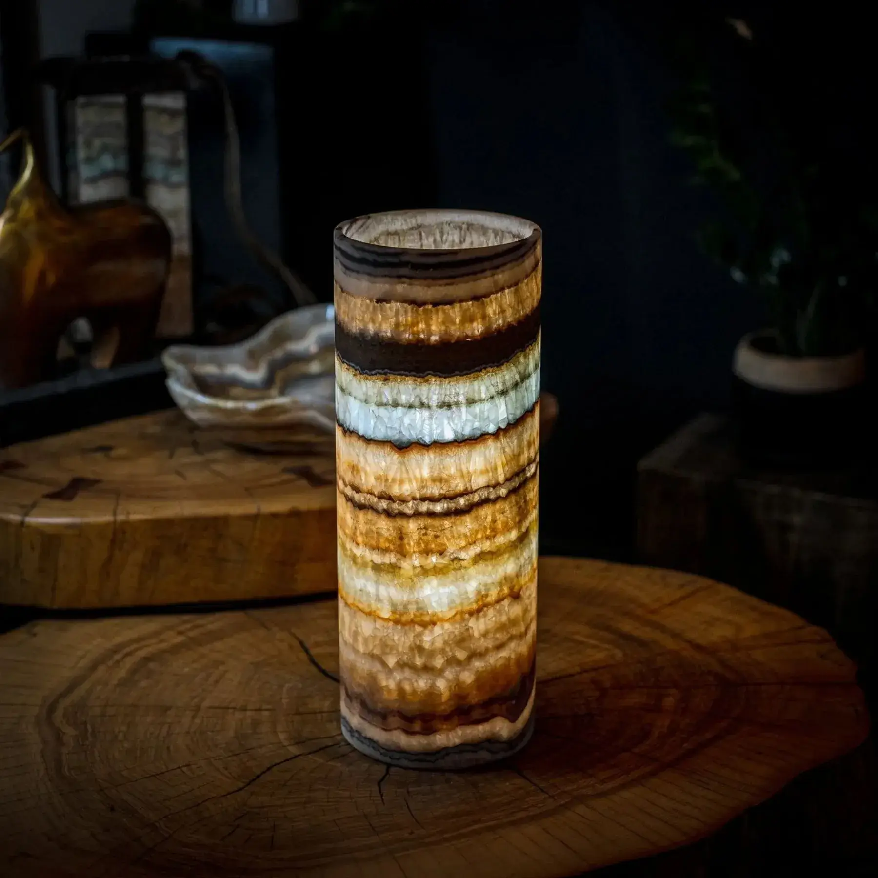 Aqua Onyx Lamp (Exotic Cylinder Table Lamp #24)