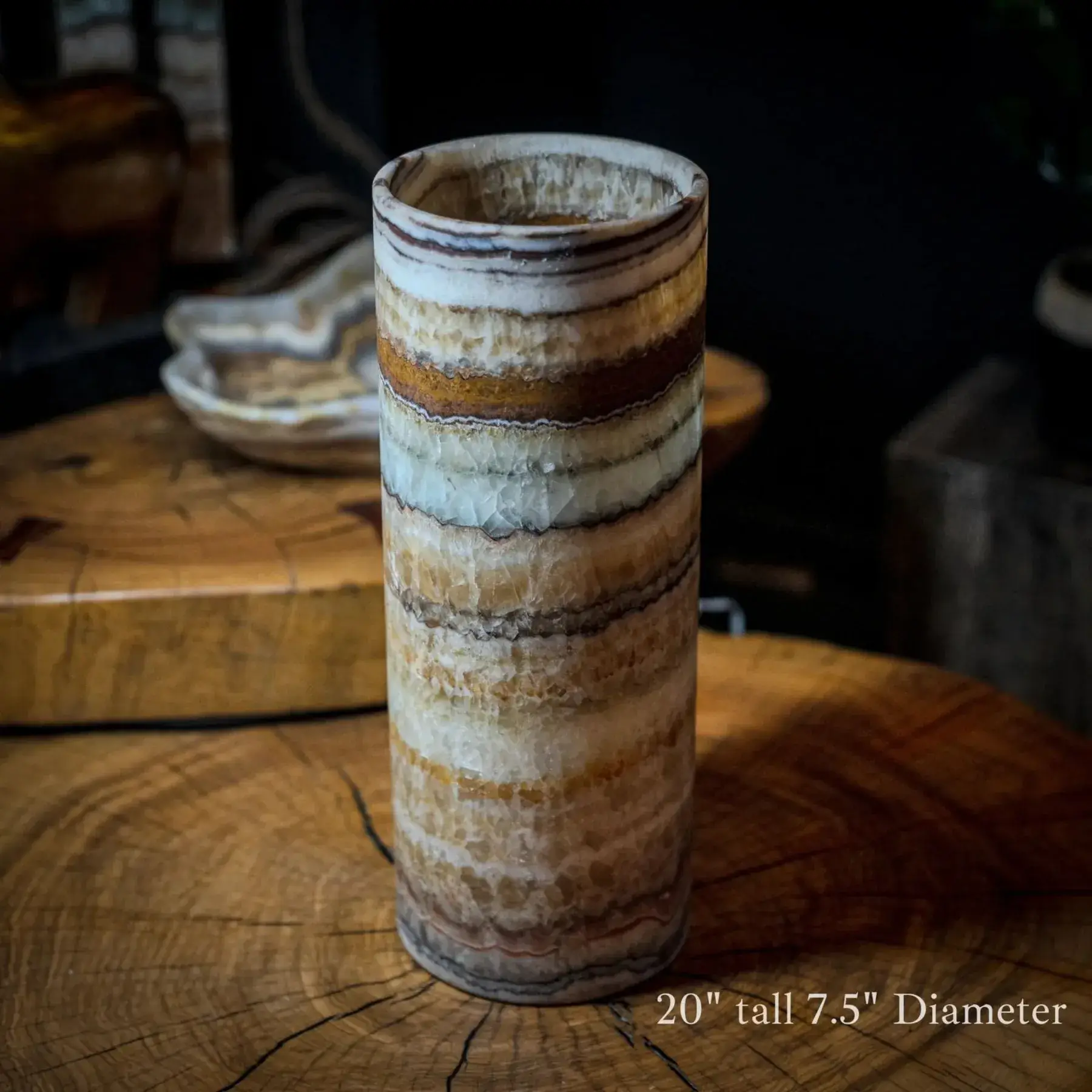 Aqua Onyx Lamp (Exotic Cylinder Table Lamp #24)