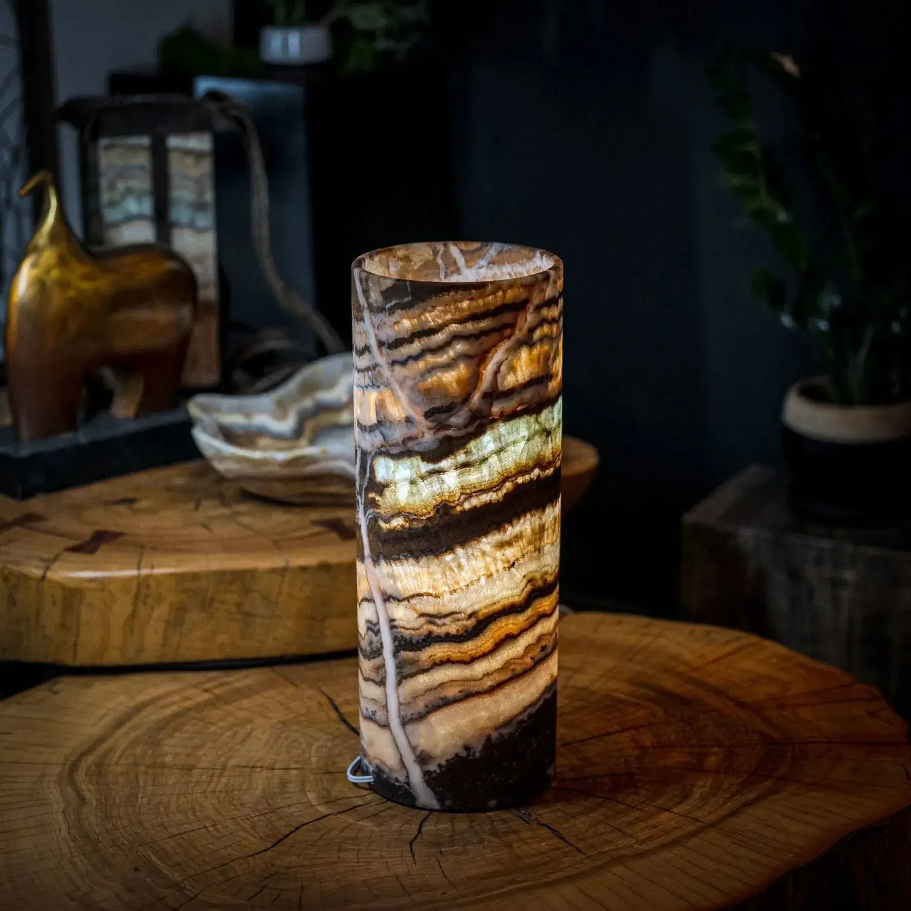 Aqua Onyx Lamp (Exotic Cylinder Table Lamp #25)