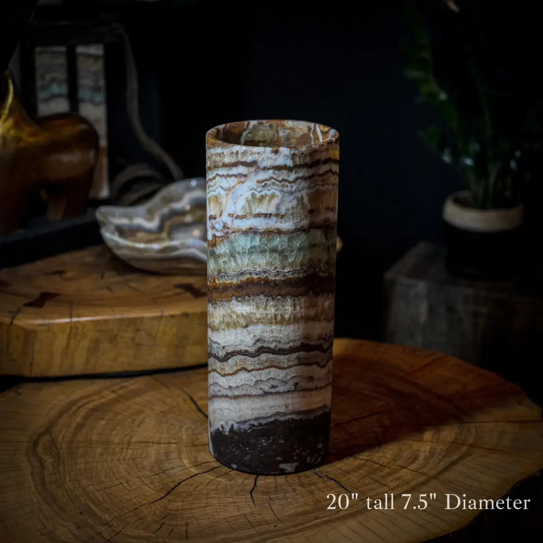 Aqua Onyx Lamp (Exotic Cylinder Table Lamp #25)