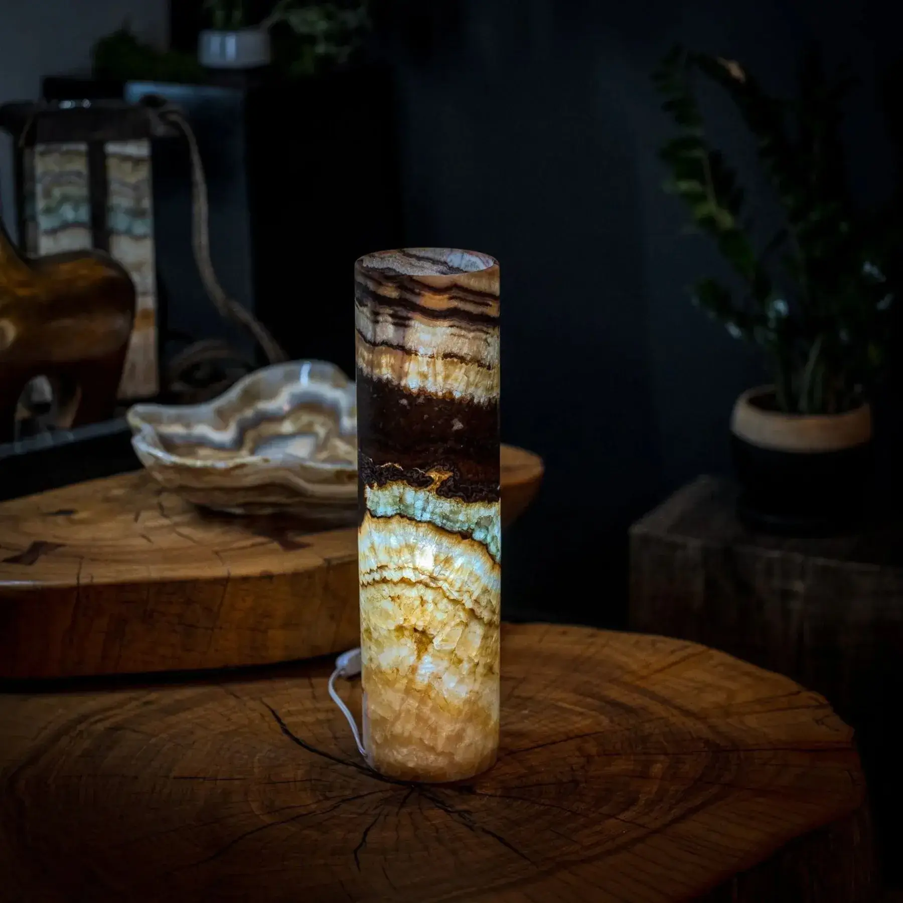Aqua Onyx Lamp (Exotic Cylinder Table Lamp #26)