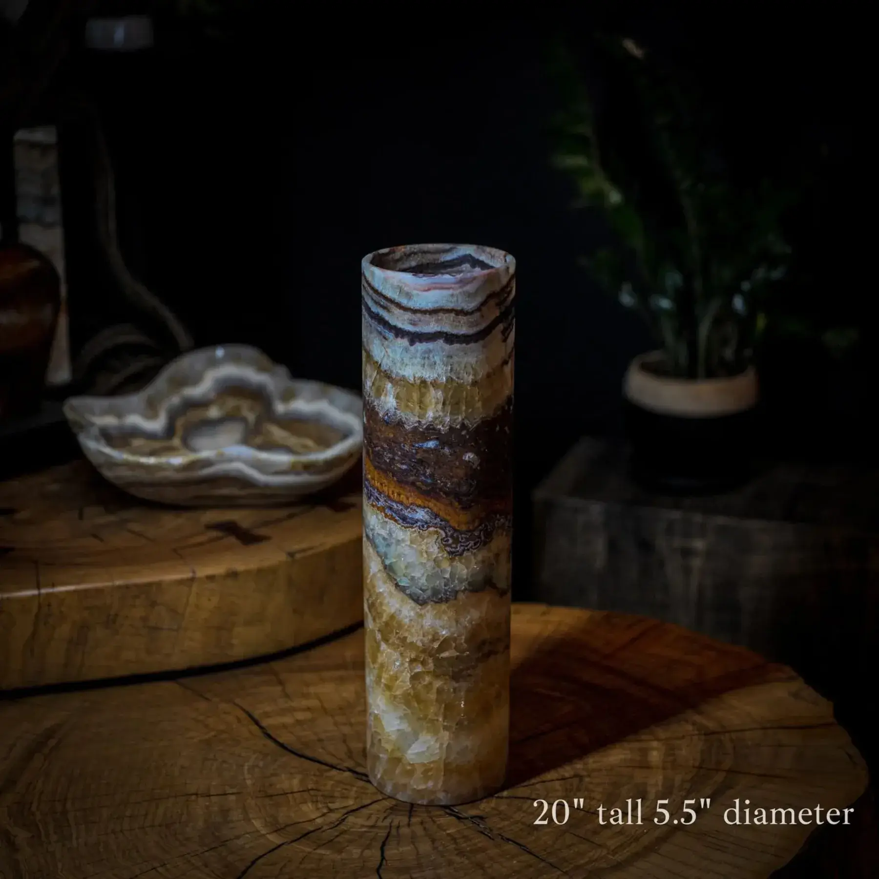 Aqua Onyx Lamp (Exotic Cylinder Table Lamp #26)