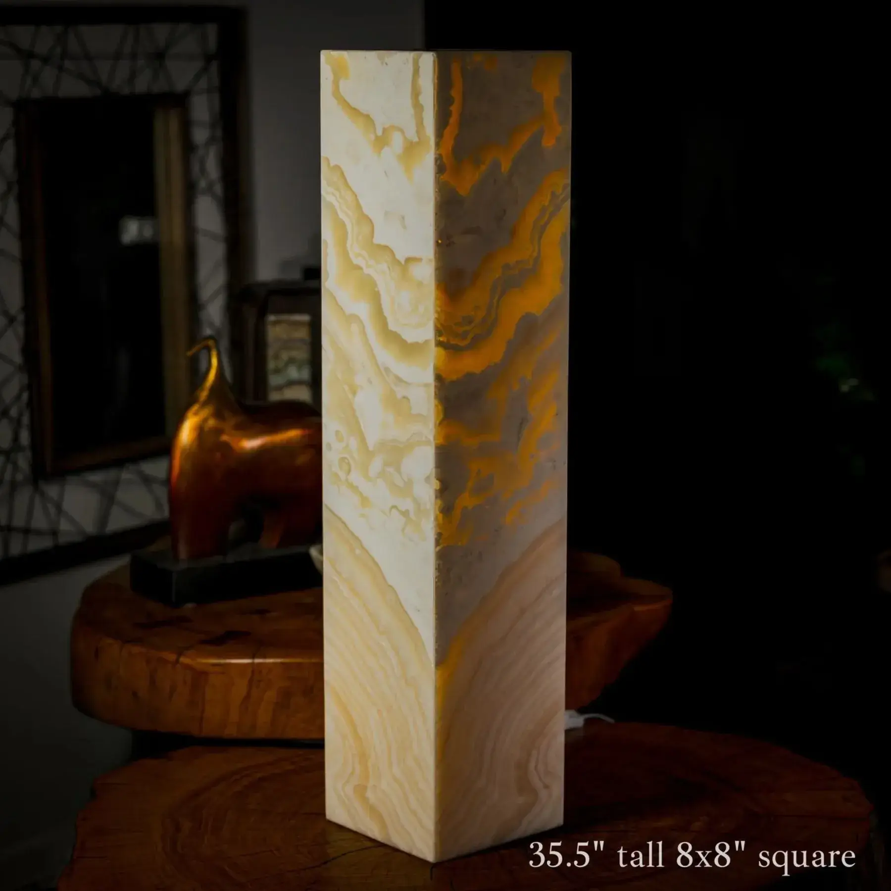 Golden Cloud Onyx Square Table Lamp #4