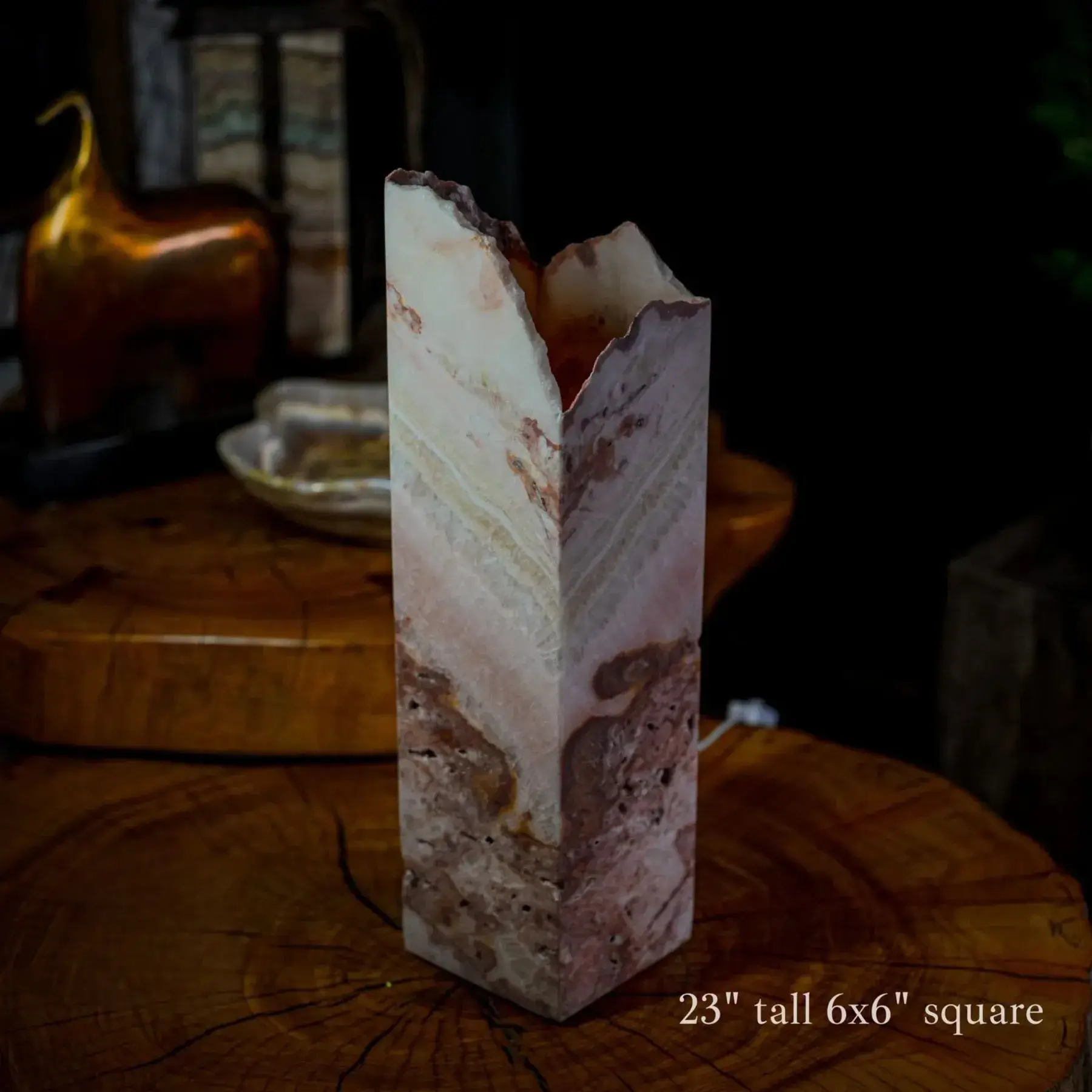 Razzberry Rosa Onyx Lamp (Live Edge Table Lamp #2)