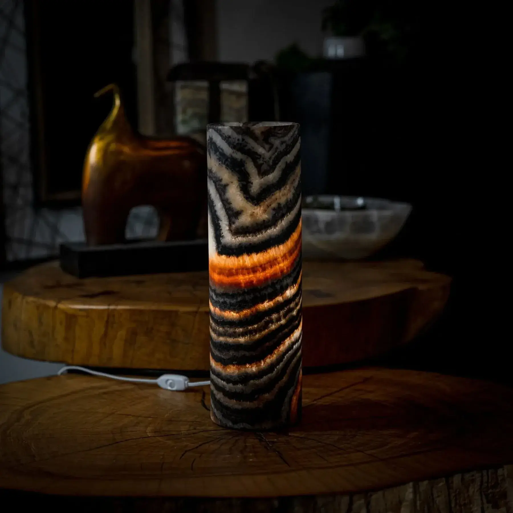 Ultra Exotic Tangerine Crystal (Onyx Table Lamp #34)