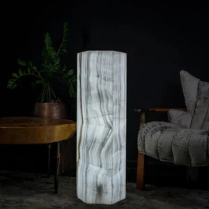 White Ice Onyx Floor Lamp Hexagon Lamp